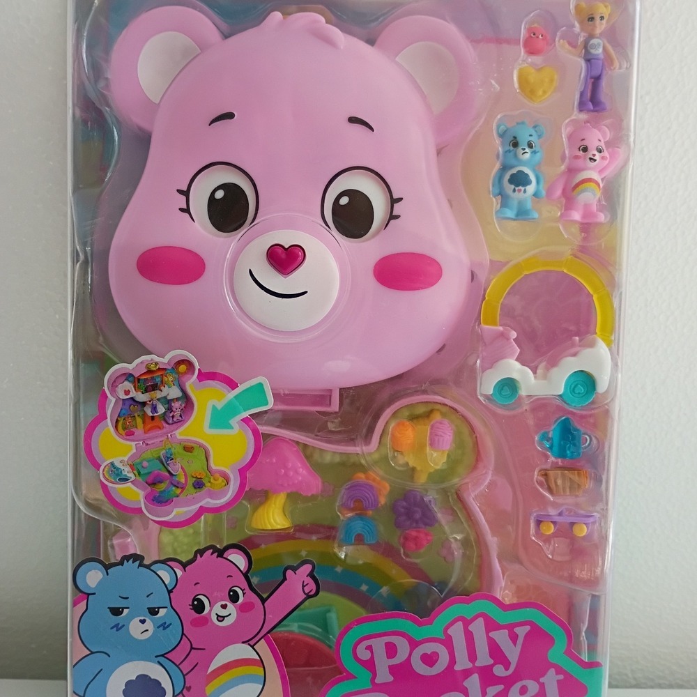 Polly Pocket Care Bears Compact Playset with Dolls, Car & Accessories NIP - Picture 2 of 7